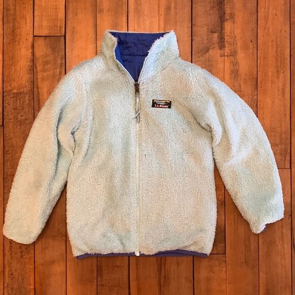 L L Bean Mountain Bound reversible jacket Medium coat blue winter skiing snow - Picture 3 of 13